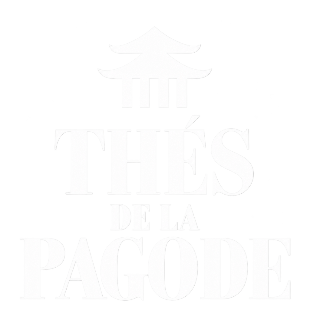 Logo blanc de la marque Thés de la Pagode.